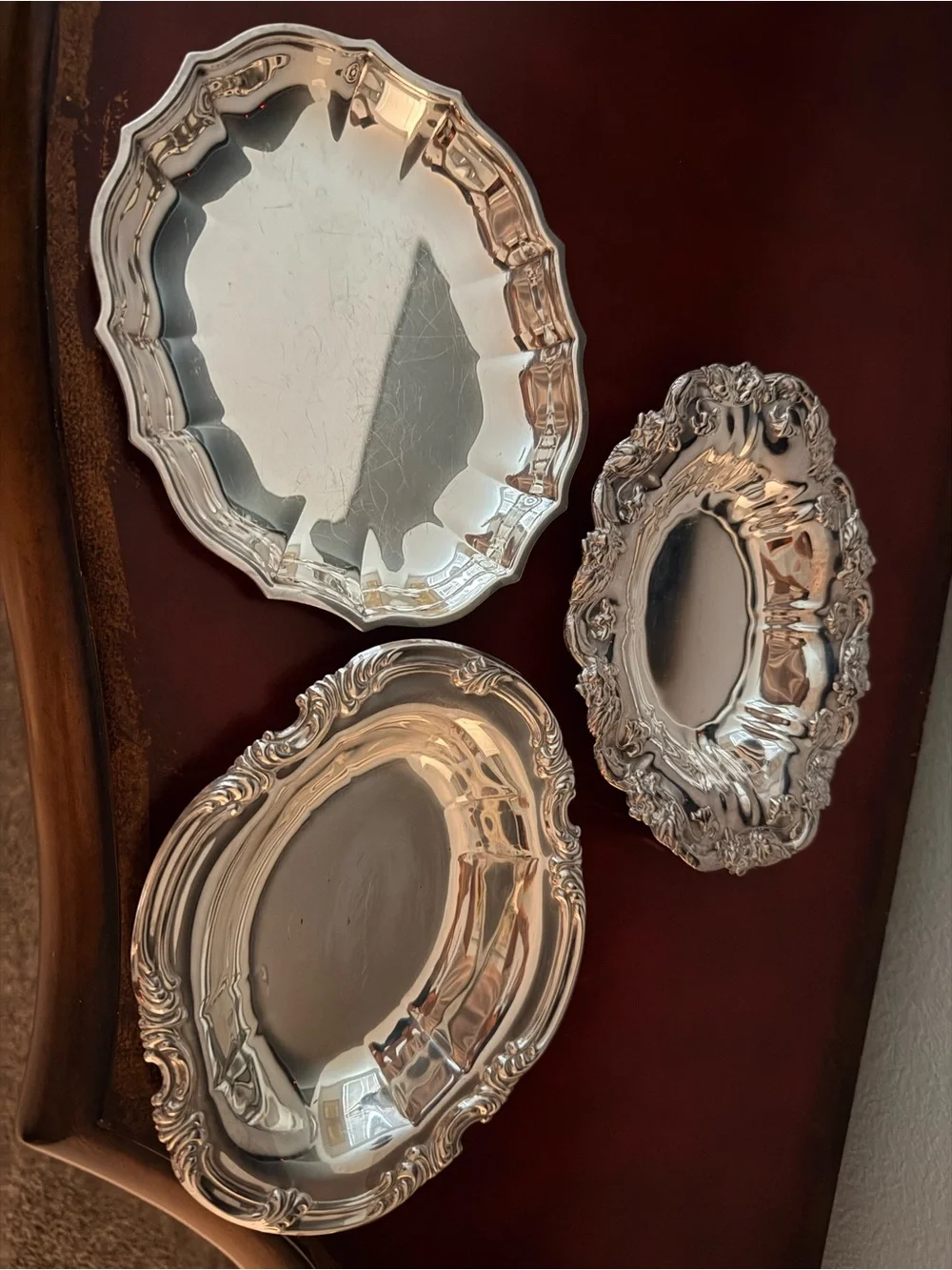 Three Silver Small Serving Items. Polished Silver Plate Bundle.